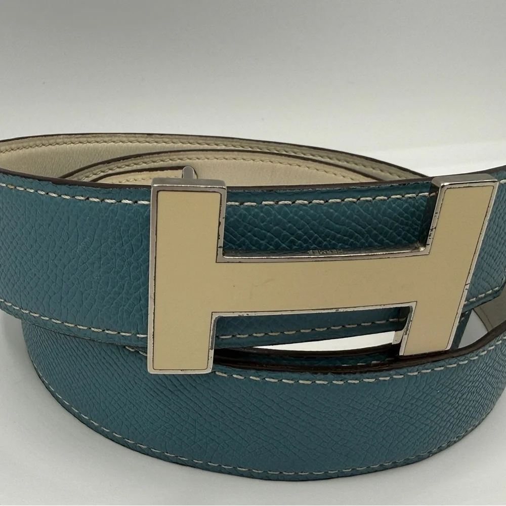 Hermes Teal Belt with Gold Buckle - Picture 6 of 7